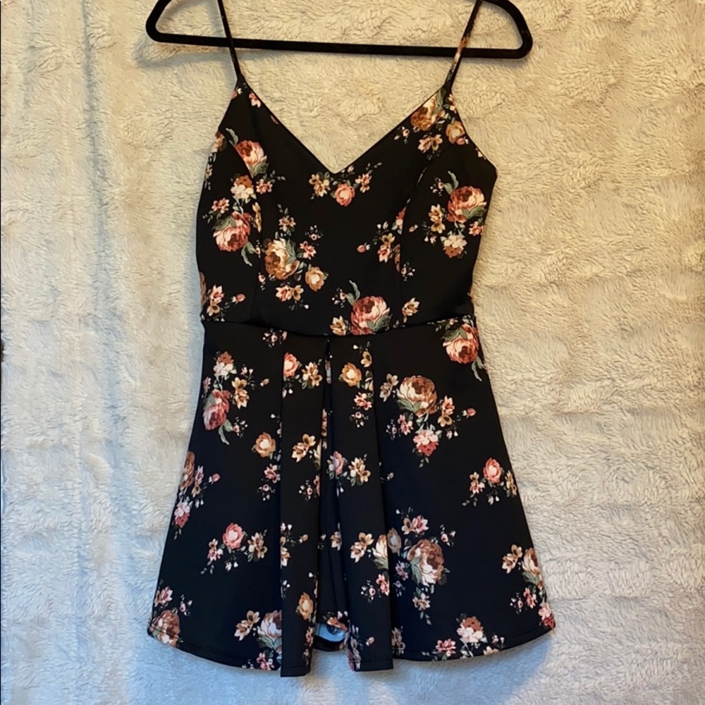 Black floral romper